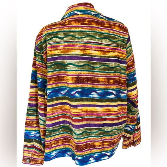 Coldwater Creek Multicolor Striped Cotton Jacket Boho Abstract Size 2X NWOT - Picture 14 of 15